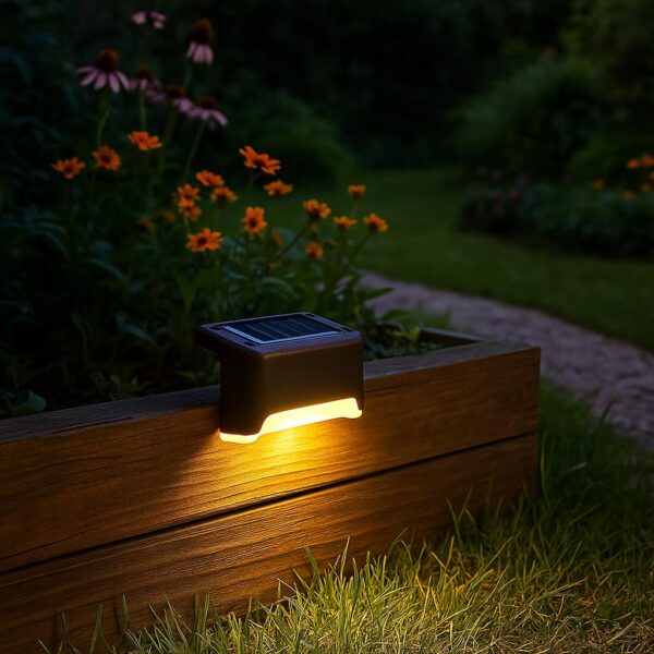 Dhavl Solar Step Lights Outdoor Waterproof – Stainless Steel Solar Stair Deck Lights | Auto On/Off LED Step Lighting for Porch, Patio, Fence, Pathway, Garden, Wall, Stairs – Warm White (Pack of 8)