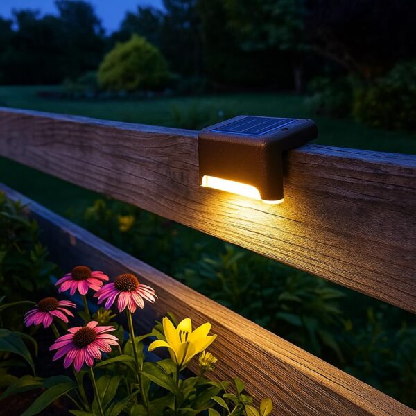 Dhavl Solar Step Lights Outdoor Waterproof – Stainless Steel Solar Stair Deck Lights | Auto On/Off LED Step Lighting for Porch, Patio, Fence, Pathway, Garden, Wall, Stairs – Warm White (Pack of 8)