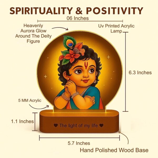 ZOCI VOCI Bal Krishna LED Photo Frame Lamp with Light – Krishna Night Lamp for Pooja Room, Spiritual Home Décor, Diwali Gift, Temple Decoration, Bedside Table Lamp (Warm Light)