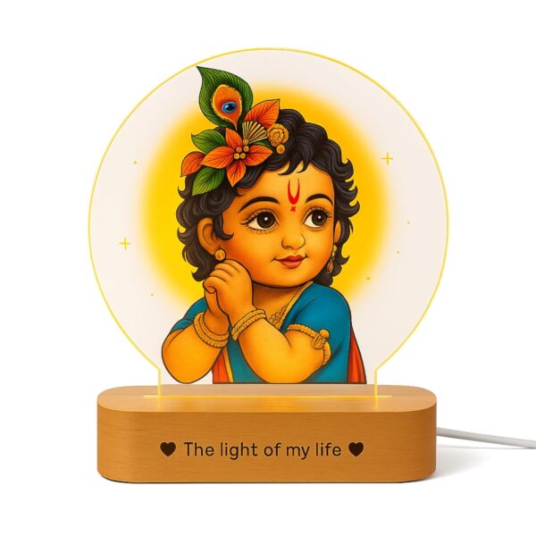 ZOCI VOCI Bal Krishna LED Photo Frame Lamp with Light – Krishna Night Lamp for Pooja Room, Spiritual Home Décor, Diwali Gift, Temple Decoration, Bedside Table Lamp (Warm Light)