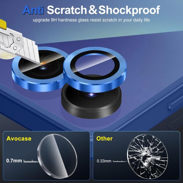 for Samsung Galaxy Z Flip 7 Camera Lens Protector, Individual Metal Ring Tempered Glass Lens Cover, [Strong Adsorption] Scratch Resistant Ultra-Thin HD Clear Lens Cover, 1 Set-Titanium Blue