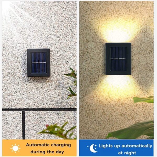 Solar Wall Lights Small Fence Lights Solar Powered Up Down LED Porch Light Luces Solares para Exteriores Garden Lights Outdoor Solar Landscape Lights Water (Pack of 1) (LIGHHT)