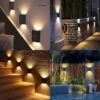 Solar Wall Lights Small Fence Lights Solar Powered Up Down LED Porch Light Luces Solares para Exteriores Garden Lights Outdoor Solar Landscape Lights Water (Pack of 1) (LIGHHT)