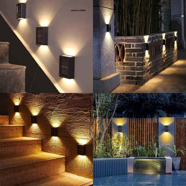 Solar Wall Lights Small Fence Lights Solar Powered Up Down LED Porch Light Luces Solares para Exteriores Garden Lights Outdoor Solar Landscape Lights Water (Pack of 1) (LIGHHT)