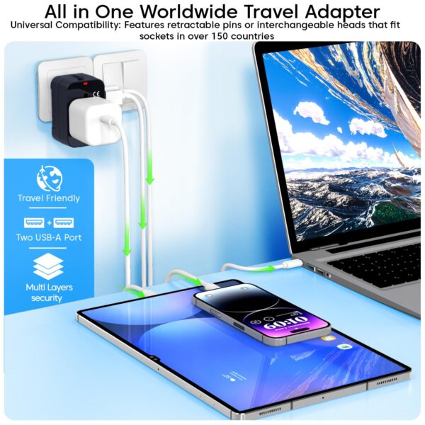 1776241740_Sounce-WorldMate-80W-Universal-Travel-Adapter-All-in-One-International-Travel-Plug-for-150-Countries-USUKEUAU-Dual-USB-2.4A-Fast-Charging-Built-in-Safety-Fuse-Compact-Worldwide-Charger.jpg Sounce WorldMate 80W Universal Travel Adapter All in One International Travel Plug for 150+ Countries (US/UK/EU/AU), Dual USB 2.4A Fast Charging, Built-in Safety Fuse, Compact Worldwide Charger
