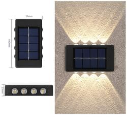 Solar Wall Lights Small Fence Lights Solar Powered Up Down LED Porch Light Luces Solares para Exteriores Garden Lights Outdoor Solar Landscape Lights Water (Warm White) (4)