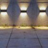 Solar Wall Lights Small Fence Lights Solar Powered Up Down LED Porch Light Luces Solares para Exteriores Garden Lights Outdoor Solar Landscape Lights Water (Warm White) (4)