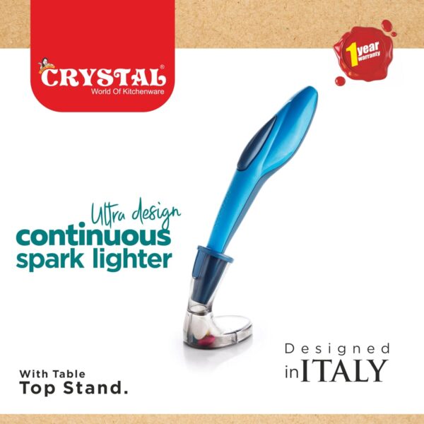 Crystal Extreme Continuous Spark Gas Lighter | One Press Battery Operated | Ideal for Kitchen & Outdoor use |Battery Included | 1 year warranty | Multicolour