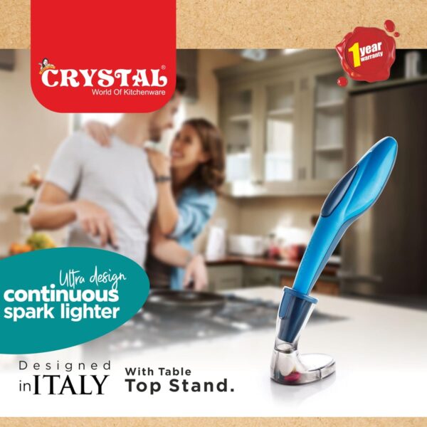 Crystal Extreme Continuous Spark Gas Lighter | One Press Battery Operated | Ideal for Kitchen & Outdoor use |Battery Included | 1 year warranty | Multicolour