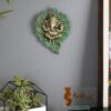 Two Moustaches Decorative Leaf Ganesha on Patta Metal Wall Hanging Showpiece, Green & Golden, Standard (TMP/1991B)
