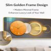 CHIBRO Big Size Wall Wallpaper Frame with Clock | Premium Wooden Playwood Decorative Wall Art Set | Modern Luxury Home Décor for Living Room, Bedroom & Office (Golden Dot Orbit)