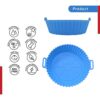 ZELKEY Round Silicone Air Fryer Tray – Reusable, Non-Stick, Heat-Resistant Liner – BPA-Free, Dishwasher Safe – Fits 6 to 8 Qt Air Fryers – Eco-Friendly, Oil-Free Cooking Mat - Multicolor (Pack of 2)