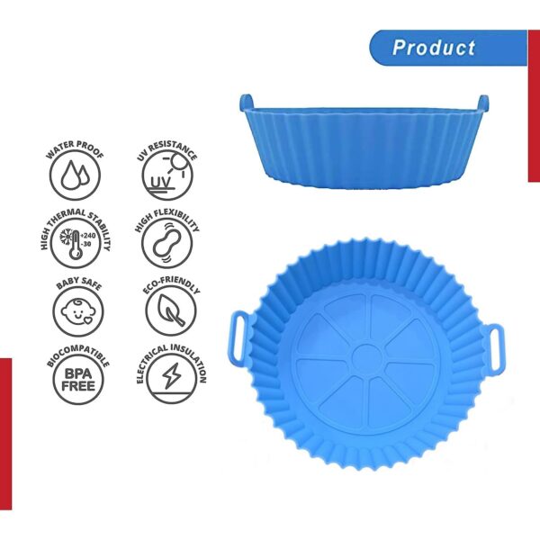 ZELKEY Round Silicone Air Fryer Tray – Reusable, Non-Stick, Heat-Resistant Liner – BPA-Free, Dishwasher Safe – Fits 6 to 8 Qt Air Fryers – Eco-Friendly, Oil-Free Cooking Mat - Multicolor (Pack of 2)