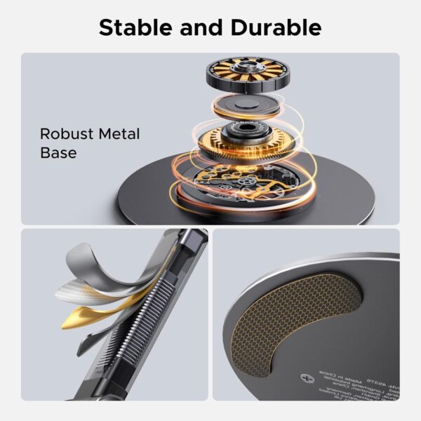 UGREEN for Magsafe Phone Stand, Magnetic Holder 360° Rotating, Adjustable Height, Foldable Portable, with Metal Ring, Compatible with iPhone 16 Pro Max, Galaxy S24, and More