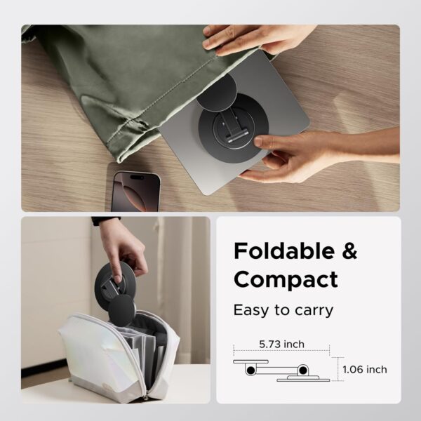 UGREEN for Magsafe Phone Stand, Magnetic Holder 360° Rotating, Adjustable Height, Foldable Portable, with Metal Ring, Compatible with iPhone 16 Pro Max, Galaxy S24, and More