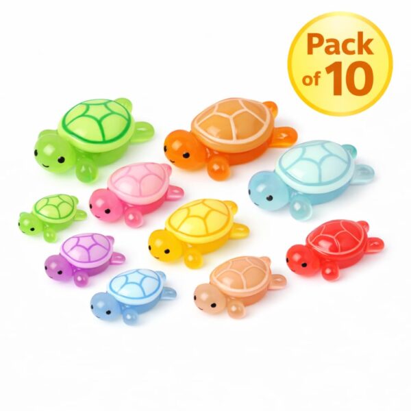 Luminous Mini Turtle Resin Set (Pack of 10 – 5 Small + 5 Big) Glow in Dark Mini Turtles for Garden, Aquarium, Terrarium, DIY Craft, Home Decoration Accessories
