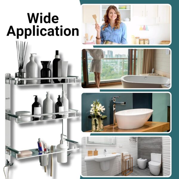 1776271614_GLOXY-Premium-Chrome-Finish-Bathroom-Stainless-Steel-Organizer-with-Soap-Holder-Liquid-Soap-Dispenser-and-Toothbrush-Holder-6-in-1-Bathroom-Rack-Shelf-for-Home-Office-Hotels-Restaurants.jpg GLOXY Premium Chrome Finish Bathroom Stainless Steel Organizer with Soap Holder, Liquid Soap Dispenser and Toothbrush Holder - 6 in 1 Bathroom Rack Shelf for Home, Office, Hotels & Restaurants