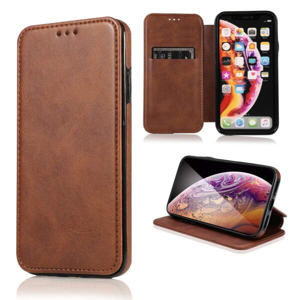 WHITBULL Slim Magnetic Closer Stand Leather Flip Case Cover Compatible WHITBULL Slim Magnetic Closer Stand Leather Flip Case Cover Compatible with iPhone 16 Pro - Brown