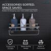 Bathroom Accessories Set | Multipurpose Wall Shelf Stainless Steel Bathroom Shelf I Wall Mount Shelf Organizer | Towel Hook Shelf and Rack I Bathroom Shelves Silver (15x5 Inch)
