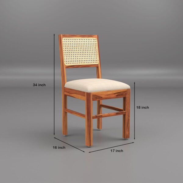 Solid Wood Cane 4 Seater Dining Table Set | Four Seater Dining Table with 4 Cushions Chairs for Dining Room | 4 Seater Dining Set for Hotel Restaurant | Sheesham, G-Honey