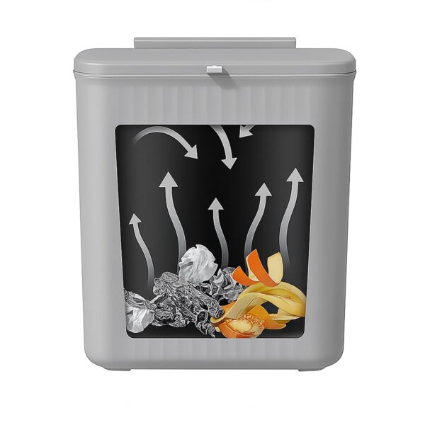 House of Quirk Plastic Hanging Trash Can With Lid, Double-Sided Open Design, Cabinet Door Hanging Wall Storage Bucket for Kitchen (9 Litre Grey)