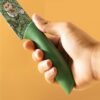 Stainless Steel Knife Set - 3-Piece Chef, Utility & Paring Blades with Anti-Slip Handles & Color Coating | Sharp Kitchen Knives for Slicing, Dicing, Chopping (Dark Green)