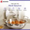 Bergner TriPro Tri-Ply Stainless Steel 4 Pcs Cookware Set - 22cm Indian Wok/Kadai with Lid, 22cm Frypan, 10cm Tadka Pan, Even Heating, Less Oil Use, Healthy Cooking - Induction and Gas Stove Ready