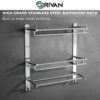 GRIVAN Multipurpose Stainless Steel Double Layer Shelf with Towel Rod I Multipurpose Wall Mount Bath Shelf Organizer l Bathroom Shelf and Rack I Bathroom Accessories - Chrome Finish, Silver