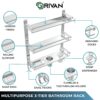 Stainless Steel 6-in-1 3-Tier Bathroom Shelf Rack with Soap Dish, Toothbrush Holder, Tumbler & Liquid Soap Dispenser (Silver Chrome, 18x16 Inch)