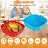ZELKEY 2 PCS Air Fryer Liners I Square Silicone Basket Baking Tray I Pot with Ear Handles I Nonstick Reusable Heat Resistant I Cooking Oven Insert - Multicolor (Square Liner, 8 INCH)