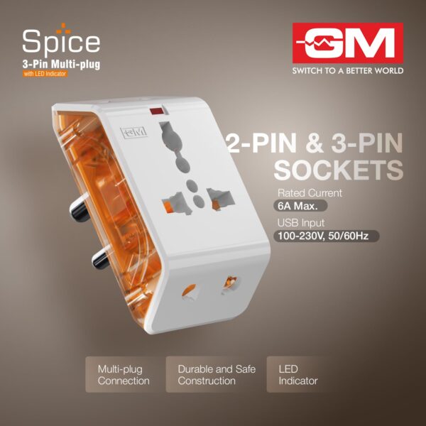 1776308857_GM-6AMP-3-Pin-Multiplug-Travel-Adapter-with-Universal-Socket-Supports-2-Pin-3-Pin-Plugs-Multiple-Charging-Ports-Charge-Smartphones-Laptops-Other-Devices-Compact-Reliable-3017.jpg GM 6AMP 3-Pin Multiplug Travel Adapter with Universal Socket | Supports 2-Pin & 3-Pin Plugs | Multiple Charging Ports | Charge Smartphones, Laptops & Other Devices | Compact & Reliable 3017