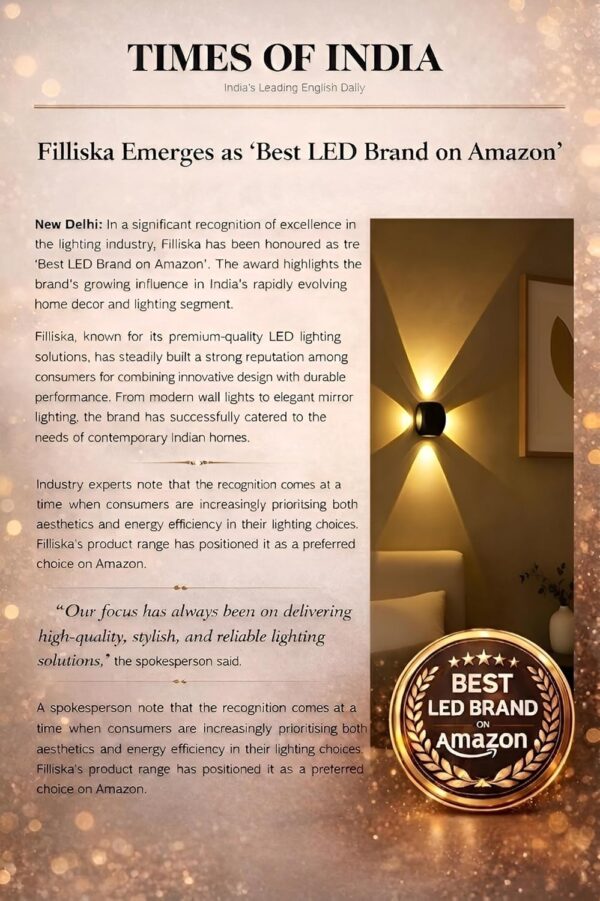 FILLISKA Aluminium LED Indoor/Outdoor Up Down Wall Light Warm White, IP-65 Waterproof & Shockproof Body(2 Year Warranty) (MattBlack 4up + 4down)