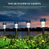 Solar Lights Outdoor Garden Led Light Landscape/Pathway Lights Stainless Steel-Pack of 8,Solar Path Light for Garden, Patio, Yard Auto On/Off Stainless Steel (Warm yellow, 8)