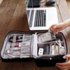Nylon Gadget Organizer Case Electronics Accessories Organizer Bag Cable Wire Charger Pouch For Travel (Black)