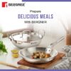 Bergner TriPro 5 Pcs Triply Stainless Steel Cookware Set - 24cm (3L) Kadai with Lid, 20cm (3.4L) Casserole/Biryani Pot with Lid, 22cm (1.5L) Frypan, Less Oil Use, Healthy Cooking - Induction Bottom