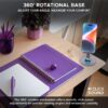 Amkette Ergo 360° Alloy Mobile Stand for Desk, Foldable Design with Stable Rotational Metallic Round Base, Multiple Height & Angle adjustments for Smartphones, Tablets & iPad (Purple)
