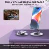 Amkette Ergo 360° Alloy Mobile Stand for Desk, Foldable Design with Stable Rotational Metallic Round Base, Multiple Height & Angle adjustments for Smartphones, Tablets & iPad (Purple)