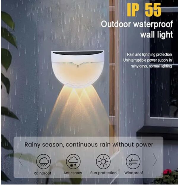 6 led Wall Decoration Solar Fence Lights Solar Lights for Decoration LED Waterproof Wireless Outdoor Lights for Garden, Fence, Patio Use Wall Solar Power Lamps (Pack of 2)