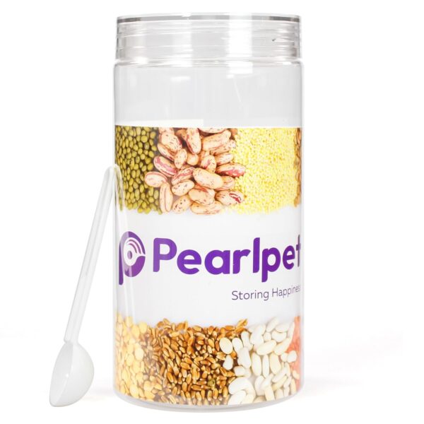 PEARLPET Tiffany Plastic Containers for Kitchen Storage |Plastic Container Set with Spoon |Bpa-Free, Stackable Jars |Transparent, 1400 Ml (Set of 6)