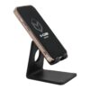 V-CUBE DESIGNS Premium Vegan Leather Universal Mobile Holder | Steel Frame | Angular Desk Phone Stand with Anti-Slip Leather Surface | Fits all Smartphones, Tablets, Kindle, iPad up to 7 Inches |Black