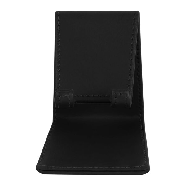 V-CUBE DESIGNS Premium Vegan Leather Universal Mobile Holder | Steel Frame | Angular Desk Phone Stand with Anti-Slip Leather Surface | Fits all Smartphones, Tablets, Kindle, iPad up to 7 Inches |Black