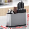 Stainless Steel Spoon Holder - Spoon Stand for Kitchen Steel - Countertop Holder for Spoons, Forks, Knives, Spatula - 15L x 10W x 10H cm (Black)