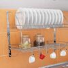 1776368405_Stainless-Steel-Wall-Mounted-2-Tier-Kitchen-Dish-Rack-Rust-Resistant-Dish-Drainer-with-12-Plate-Holders-6-Hooks-Removable-Drip-Tray-Space-Saving-Organizer-for-Plates-BowlsKitchen-Tools.jpg Stainless Steel Wall-Mounted 2-Tier Kitchen Dish Rack Rust-Resistant Dish Drainer with 12 Plate Holders, 6 Hooks, Removable Drip Tray, Space-Saving Organizer for Plates, Bowls,Kitchen Tools