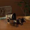 Two Moustaches Brass Covered Village Bullock Cart Showpiece Replica, Brass Vintage Style Showpieces, Standard, Pack of 1