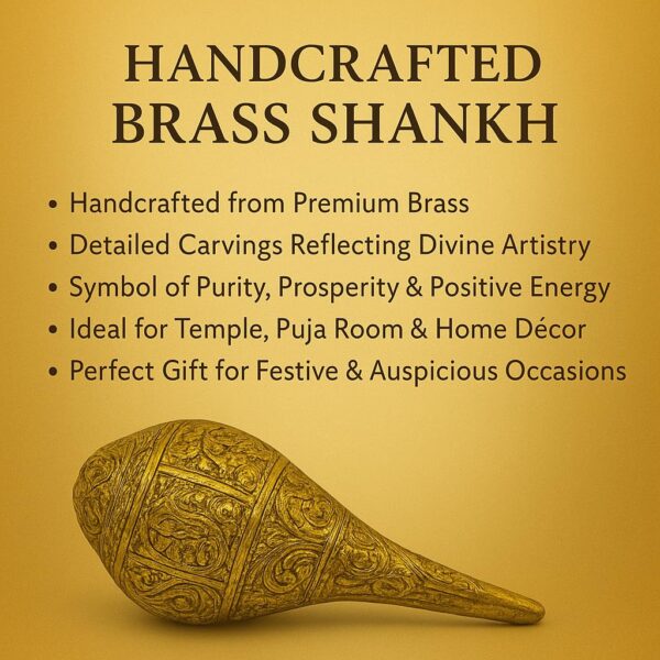 Brass Shank for Home and Decor Show Piece for Living Room Bedroom Handmade Brass Items Modern Artwork for Home Entrance and Good Luck Diwali Gifts Weight 500 Gram Height 14 cm