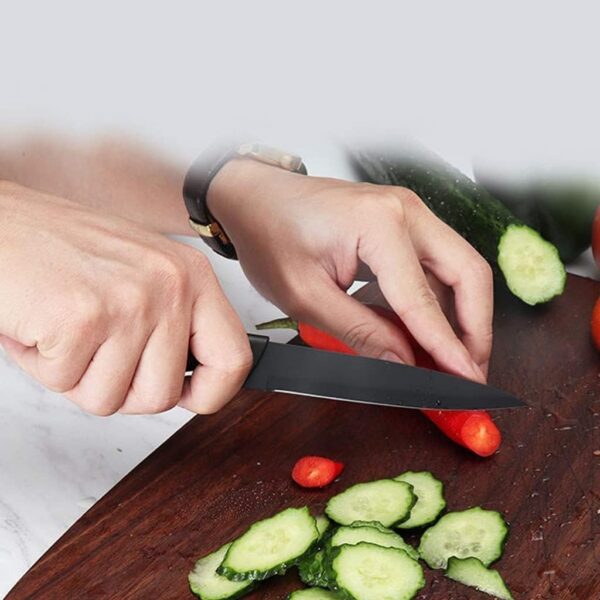 Knife Set Black Harditli Professional Kitchen Covers High Carbon Stainless Steel Meat Ergonomic Home Hotel Restaurant Cove Cutting Knifes Chopping Vegetables Fruits (Set of 3)