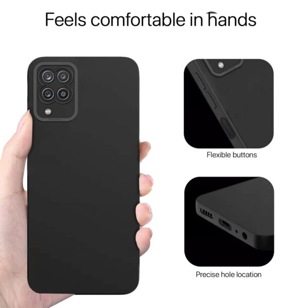 Pikkme Samsung Galaxy M12 / A12 / F12 Back Cover Soft Matte Liquid Silicone TPU | Camera Protection | Shockproof Slim Back Case for Samsung Galaxy M12 / A12 / F12 (Black)
