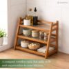 3-Tier Bamboo & Fiber Countertop Rack | Multi-Purpose Slanted Display Shelf