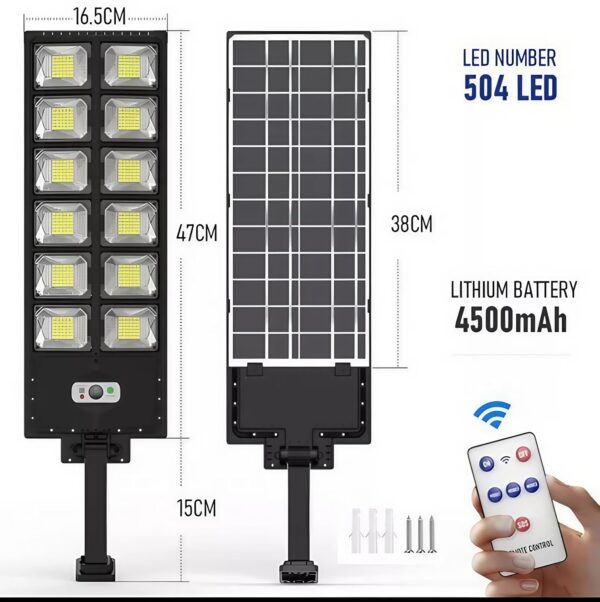 1776392007_250W-Solar-Street-Light-Outdoor-–-Waterproof-LED-Security-Wall-Lamp-with-Motion-Sensor-Remote-Control-Cool-White-Wireless-Solar-Powered-Light-for-Home-Garden-Yard-Driveway.jpg 250W Solar Street Light Outdoor – Waterproof LED Security Wall Lamp with Motion Sensor & Remote Control, Cool White, Wireless Solar Powered Light for Home, Garden, Yard, Driveway