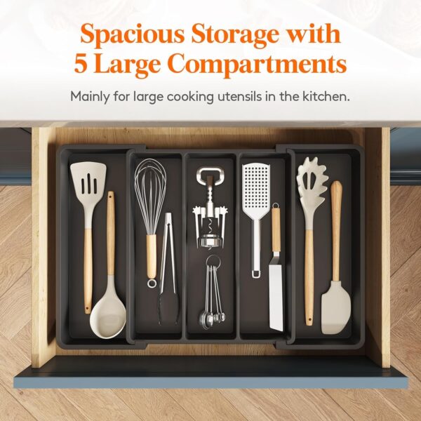 1776406722_Expandable-Cooking-Utensil-Drawer-Organizer-–-Adjustable-3-to-5-Compartment-Cutlery-Silverware-Tray-13-to-22.4-Inches-–-BPA-Free-Plastic-Kitchen-Tools-Storage-Divider-Black.jpg Expandable Cooking Utensil Drawer Organizer – Adjustable 3 to 5 Compartment Cutlery & Silverware Tray (13 to 22.4 Inches) – BPA-Free Plastic Kitchen Tools Storage Divider, Black